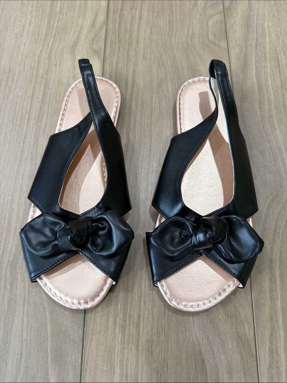 Black Bow Slingback Sandals for Women